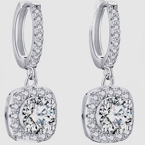 2.0 CT Moissanite Hoop Earings, 18k white gold over 925